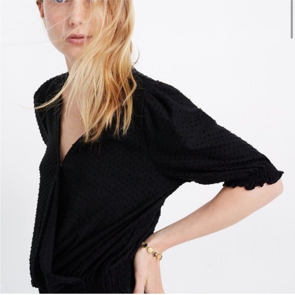 Madewell Texture and Thread crossover top black Swiss dot size small - Picture 3 of 8
